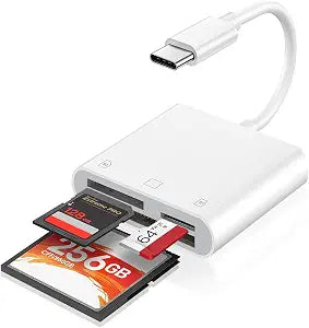 Three Slots USB C SD Card Reader, Type C Digital Camera Adapter