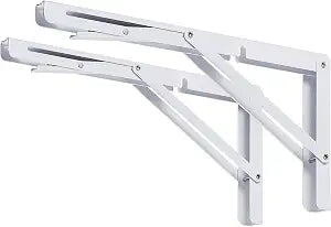 CLT 20" White Folding Shelf Brackets Max. Load 440 lb, Heavy Duty DIY Wall Mounted Shelf Bracket Space Saving for Table Work Bench, Pack of 2