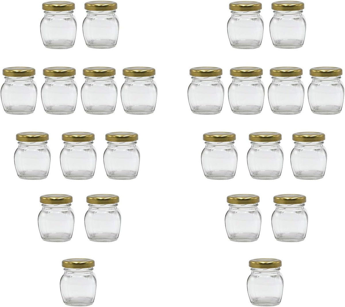 U Pack 2oz Glass Jar With Gold Lid For Honey Jam Spice pack of 24 sets