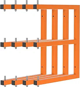 Lumber Rack Wall-Mounted Lumber Storage Rack, Heavy Duty Wood Storage Racks with 6-Level System, 1320 LB Sturdy Garage Wood Organizer, Orange Lumber Metal Racks for Indoor and Outdoor (4 Pack)