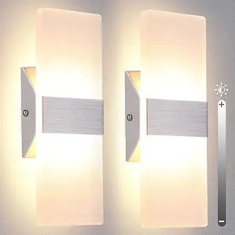TRLIFE Modern Wall Sconces Set of 2, Dimmable LED Wall Sconce 12W 3000K Warm White Hardwired Wall Sconce Lighting for Bedroom, Bathroom, Living Room, Porch, Staircase, Cafe, Hotel (2 Pack)