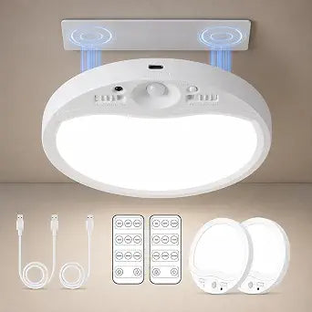 2PK Rechargeable Motion Sensor Ceiling Light With Remote, Magnetic Easy Use