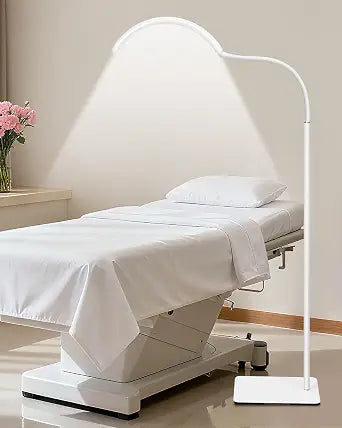 Half Moon LED Floor Light - Professional Shadow-Free, Dimmable Lamp | for Lash Techs, Estheticians & Tattoo Artists | Eyelash Extensions, Nail Art, Home & Office (White)