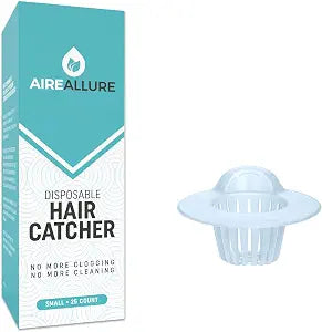 Aire Allure, 25 Pack, Hair Catcher for Bathroom Sink or Bathtub, White, Small