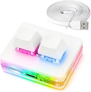 aikeec Black OSU Hot Swap Game Keyboards USB Wired RGB Mechanical Keypad, Autonomous Programming Macro with Software Switches (2 Key White)