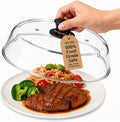 10inch Glass Microwave Splatter Cover for Food,Plate Splatter Guard Lid with Easy Grip Silicone Handle Knob, Borosilicate Glass with Vent Hole, Dishwasher Safe