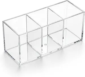 3 Section Acrylic Cutlery Organizer Countertop Utensil Holder