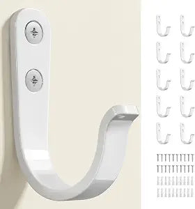 10Pcs Wall Hooks, White Metal Coat and Towel Hooks, Holds Up to 40 lbs