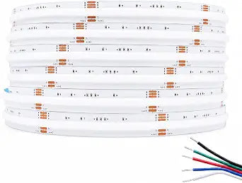 High Density 3920 Chips Flexible COB LED Color Changing RGBW Light Strips, DC24V 16.4ft RGB+3000K Warm White No Spots LED Strips for Home Lighting(RGB+3000K IP20) (FCOB-24V-840RGBW)