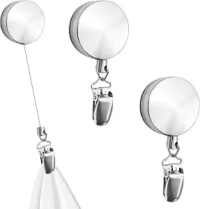 2 PCS Retractable Kitchen Towel Holder, Metal Extendable Towel Clip for Kitchen and Bathroom Organization