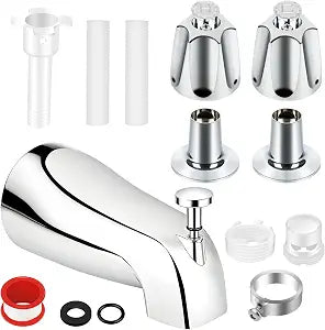Metal 2 Piece Shower Knob Replacement, with Tub Spout,2 Handle Tub Shower Faucet Set Compatible with Pfister Verve Tub Faucet Hot and Cold Handles (Chrome)