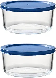 Fox Run Glass Yogurt Containers with Lids, Set of 2, 1 Quart Glass Bowls