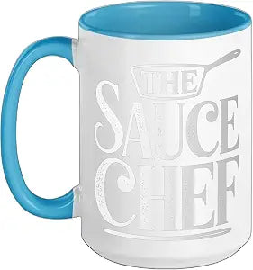 Saucier Sauce Station Brigade Chef Culinary Station Ceramic Mug, Blue/White, 15oz