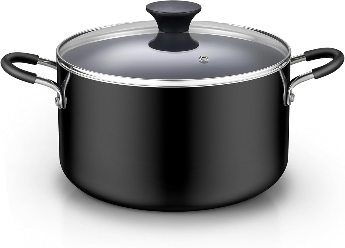 Cook N Home 6 Quart Non Stick Stock Pot with Lid, Large Pots for Cooking