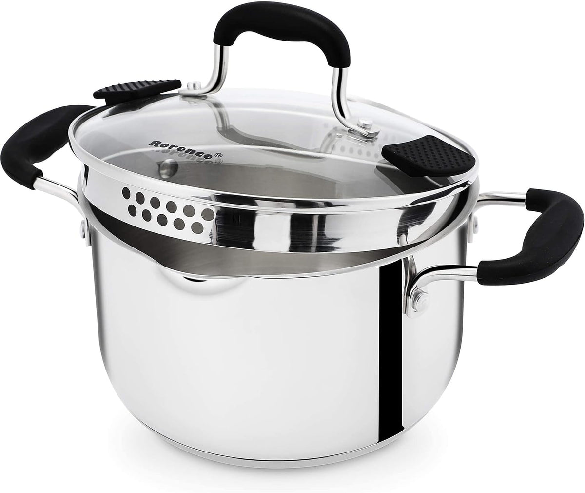 Rorence 3.7 Quart Stainless Steel Stock Pot with Lid, Pasta Pot for Cooking