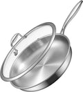 EWFEN 12 Inch Tri-Ply Stainless Steel Frying Pan, Compatible with All Cooktops Up to 600â„‰, Large Frying Pan with lids, Induction-Ready Skillet, Dishwasher and Oven Safe, Even Heat, 12" Skillet + Lid