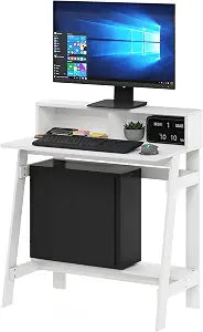 Furinno Simplistic 32-Inch Computer Desk with Hutch Shelf, Plain White