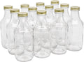 North Mountain Supply 16 Ounce Glass Sauce Bottle - With 38mm Gold Metal Lids - Case of 12