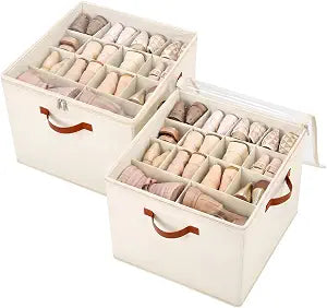 2 Pack Shoe Storage Organizer With Clear Lid-for Closet Wardrobe , Beige