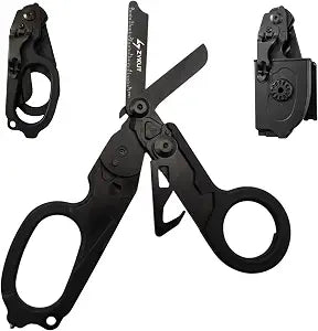Trauma Shears Foldable 6-in-1 Heavy Duty Stainless Steel Shears with Holster | Matte Black