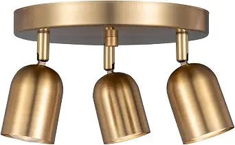 3 Light Track Lighting Kit Canopy,Matt Brass Finish with Modern Flush Mount Ceiling Spotlight for Kitchen,Bedroom,Living Room,Home Improvement
