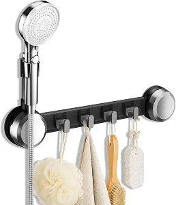 Joyzan Suction Cup Shower Head Holder with 4 Hooks, Handheld Shower Wand