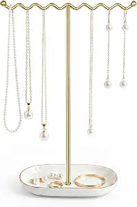 Saydear Elegant Jewelry Holder Organizer Wavy Necklace Holder Stand White