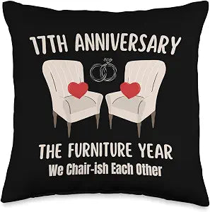 17th Wedding Anniversary Furniture Anniversary Traditional Throw Pillow 16x16