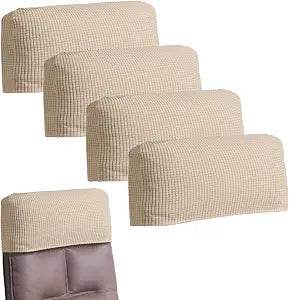 Office Chair Headrest Cover Stretchable Headrest Slipcover for Office Chairs Jacquard Head Rest Furniture Protector for High Back Computer Chairs Set of 4 Beige