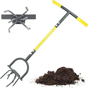 Jardineer Hand Tiller for Gardening, Manual Twist Tiller Cultivator, Heavy Duty Garden Claw, Soil Loosener & Lawn Aerator for Soil Mixing, Garden, Flower Box and Raised Bed