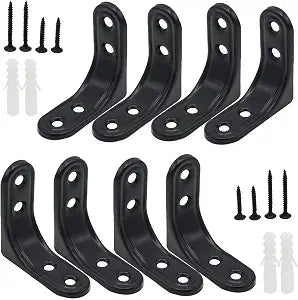 8-Pack Heavy Duty L Brackets with Screws Black 2 Inch for Shelves