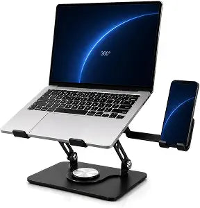 2-in-1 Laptop Stand with Phone Holder, 360 Swivel Laptop Riser for Desk