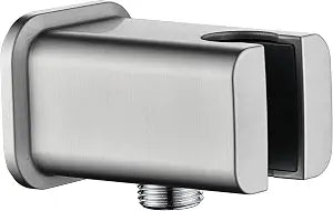 BRIGHT SHOWERS Wall Supply Elbow with Shower Head Bracket for Handheld Shower Head, Brass Core Wall Mounted Water Outlet, G1/2 Connector, Brushed Nickel
