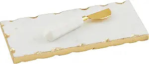 Mud Pie White Marble Everything Plate; board 4" x 9" | spreader 5 1/2"