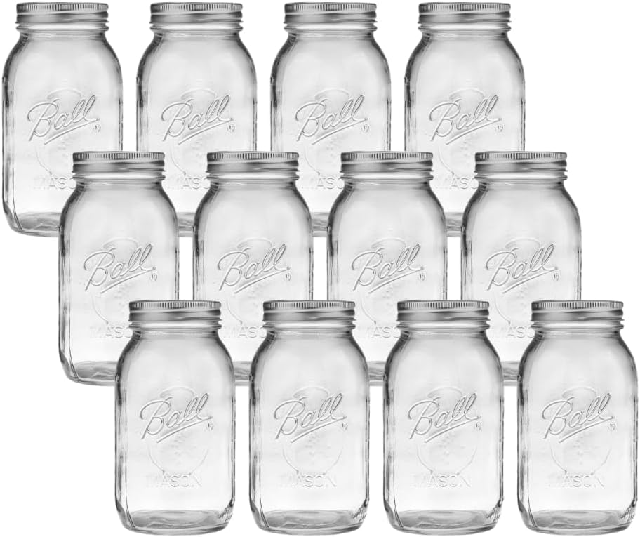 Ball Regular Mouth Quart 12 Pieces Jars (32oz) Made in USA, Clear