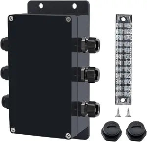 Project BoxI P67 Outdoor Waterproof box Electronic Junction Box with 15A 600V 12P Barrier Terminal 3IN/3Out Electrical Boxes 6.2x3.5x2.4 inch