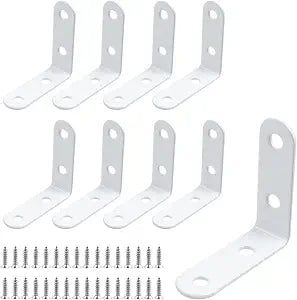 MY MIRONEY 8PCS L Brackets for Shelves White Right Angle Bracket, 2" x 2"