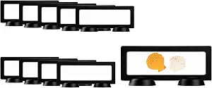 Restaurantware-Display Tek 7.1 x 2.8 Inch Floating Display Cases, 10 Frame Cases - Stands Sold Separately, 3D Floating, Black Plastic Rectangle Holders, For Securing Mementos