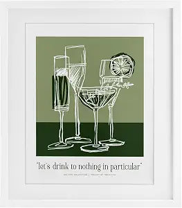Green Drink Toast Phrase Kitchen, 13 x 16 Inch Framed Print Under Glass