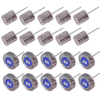 20PCS Flap Wheel Sander,80 Grit 1/8" Shank Sanding Bits Set