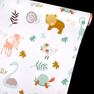2 Pack Shelf Liners Zoo Park Self-Adhesive PVC Drawer Paper Furniture Protector Redo Toddler Makeup Dressing Table Kid Bookshelf 17.7 Inch Wide