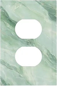 Outlet Covers Green Marble Pattern 1 Gang Duplex Light Switch Cover Plate Decorative Switch Plate Covers Electrical Socket Cover for Home Bedroom Decor