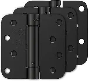 Luxbaro 3 Pack Self Closing Door Hinges, 4 Inch, Adjustable Tension, Black