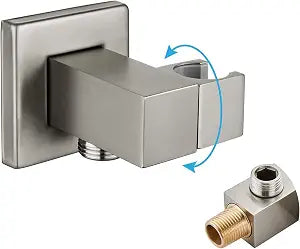 gotonovo Brushed Nickel Wall Supply Elbow Solid Brass Wall Mounted Swivel Angle Simple Wall Union with Handheld Shower Holder Elbow with Shower Hose Connector by Male 1/2" IPS Water Oulet