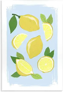Pastel Summer Lemons Kitchen, 13 x 19 Inch Mounted Print on Wall Plaque