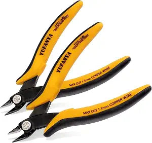 Micro Flush Cutter,Ultra Sharp Micro Wire Cutter Side Cutter with Internal Spring & Soft Rubber Handle,Diagonal Cuting Pliers for Electronics,jewelry making,Plastic,Zip Ties,Yellow & Black