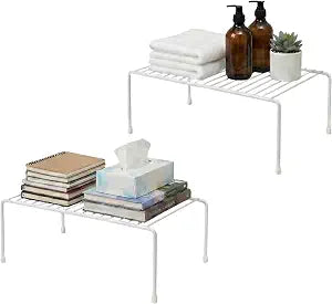 Evelots 2-Pack Wire Shelves, Cabinet Shelf Risers & Freezer Organizers