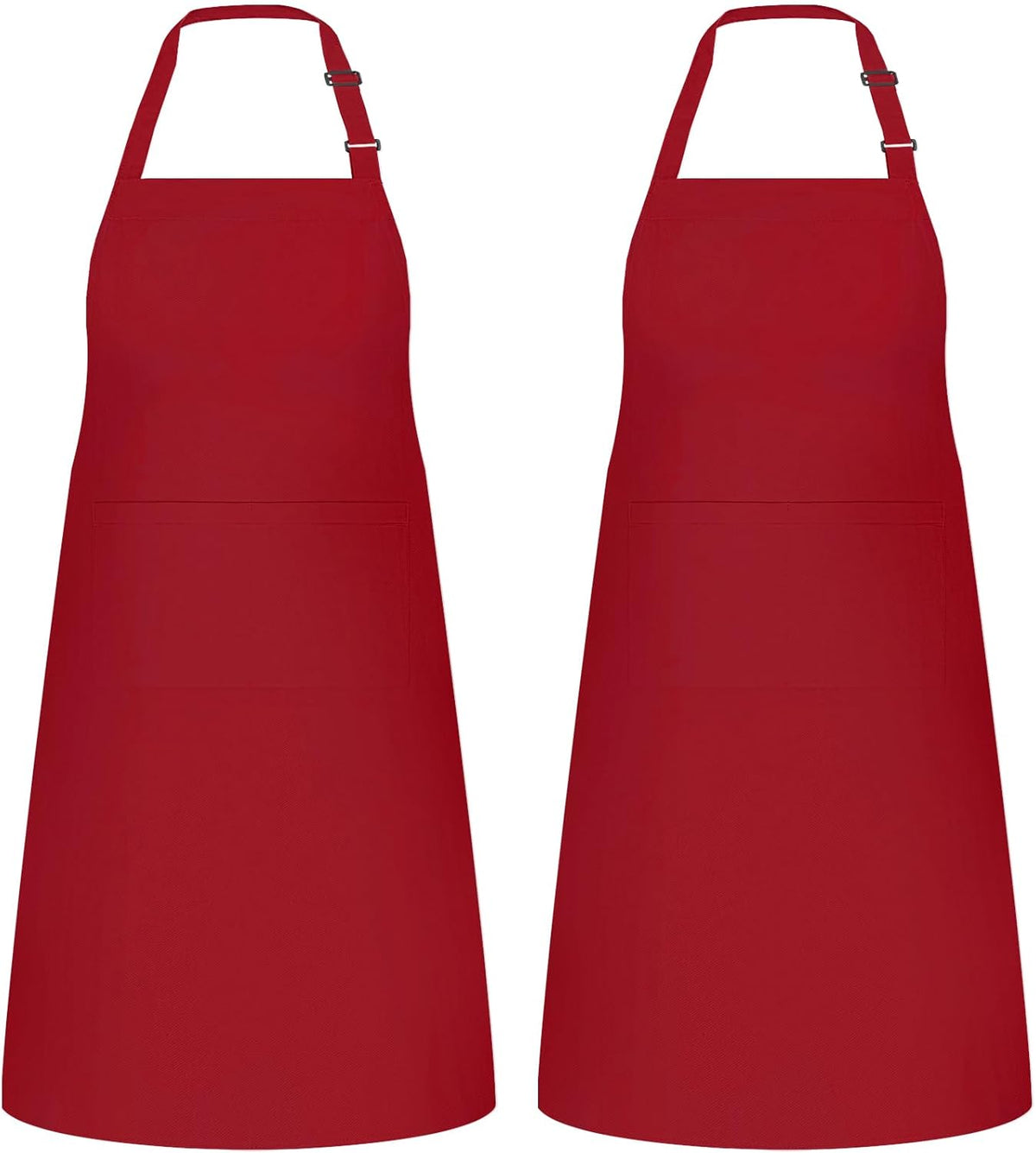 NLUS 2 Pack Kitchen Aprons with 2 Pockets for Women Men, Chef Aprons for Baking BBQ Cooking, Red