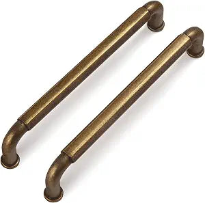 Goo-Ki 6 Pack 5 Inch 128mm Hole Center Cabinet Pulls Antique Brass Zinc Alloy Kitchen Drawer Pulls Drawer Handles 5.5 Inch Length 2201-GT-128