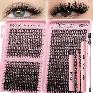 Wispy Lash Clusters Kit 800pcs Lash Extension Kit DIY Eyelash Clusters 30D&40D&50D Lashes Clusters 8-18mm With Lash Bond and Seal, Lash Tweezers, Lash Removerï¿½ï¿½ï¿½ï¿½ï